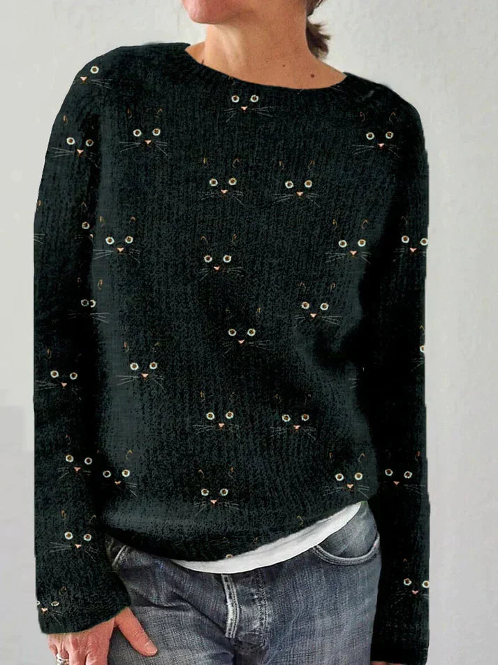Emily - Stylish sweater with cat print