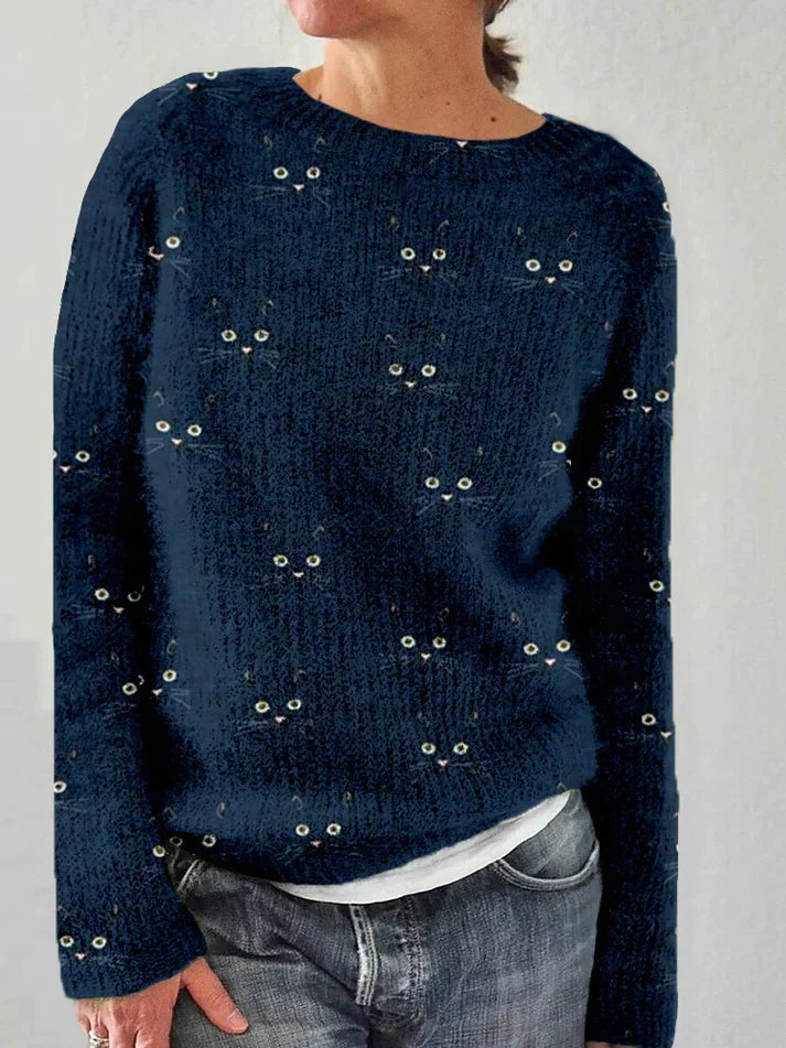 Emily - Stylish sweater with cat print