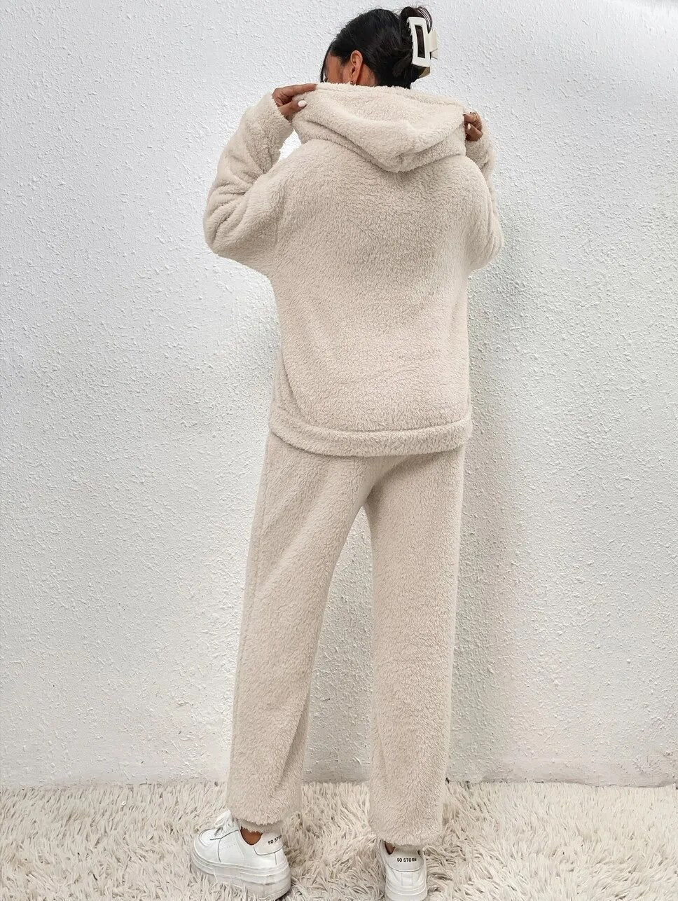 Ultra-Comfortable Teddy House Suit with Hoodie - Lana