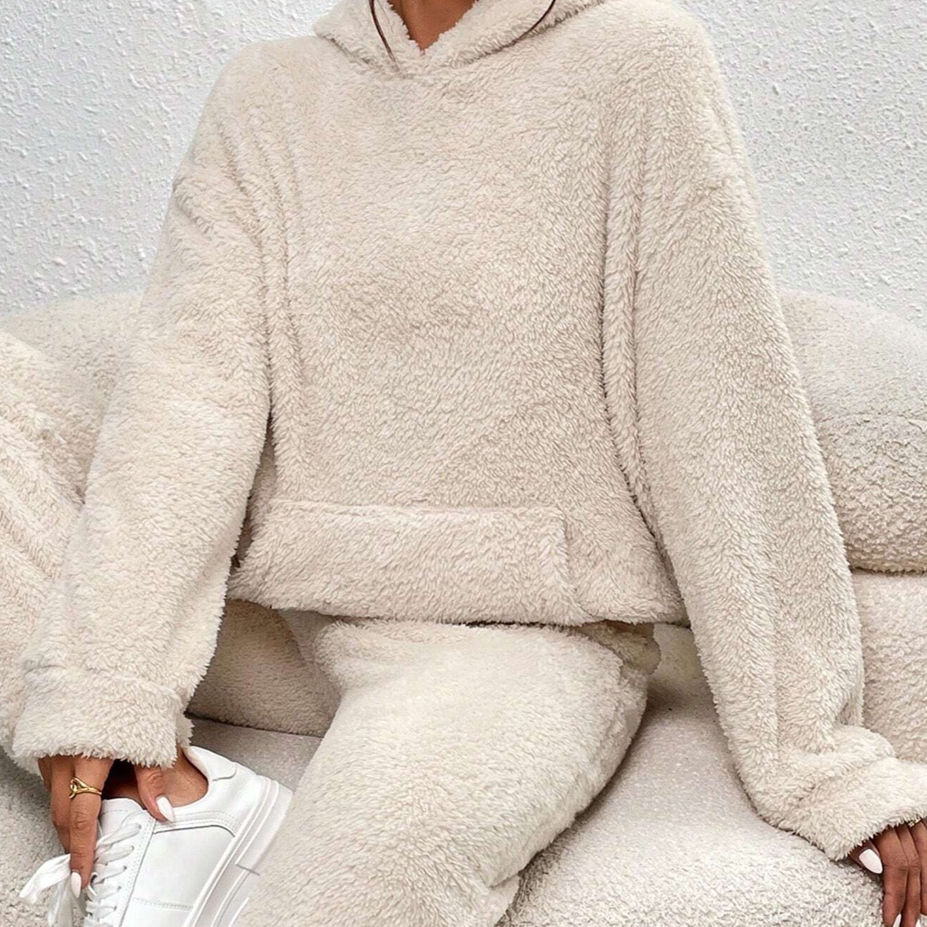 Ultra-Comfortable Teddy House Suit with Hoodie - Lana