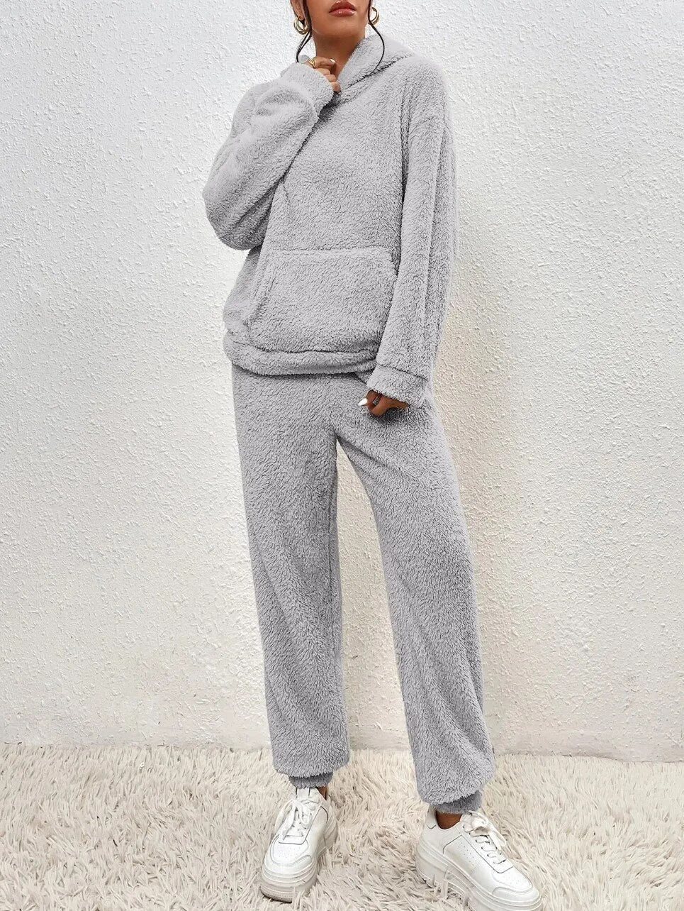 Ultra-Comfortable Teddy House Suit with Hoodie - Lana