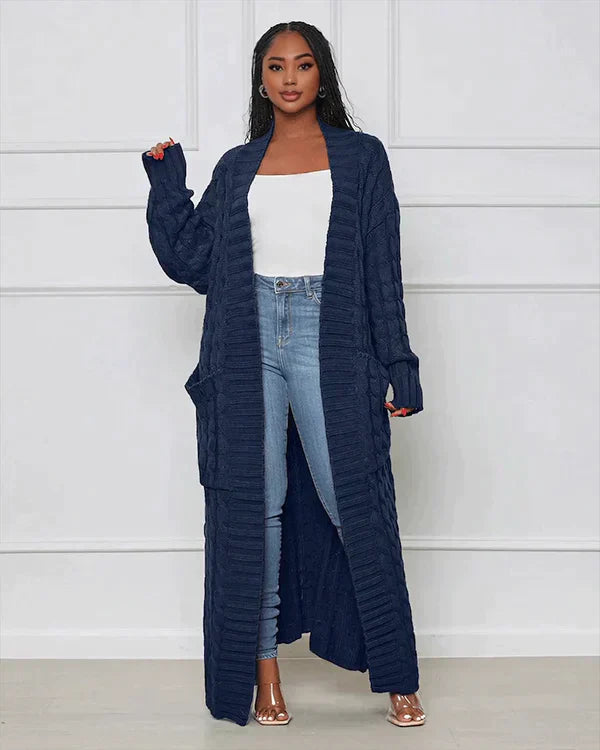 Theodora - Casual long cardigan with V-neck
