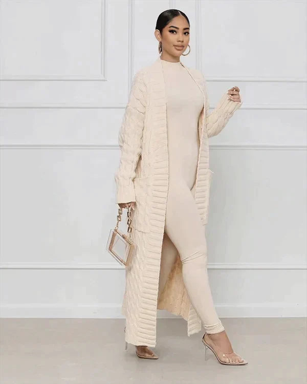 Theodora - Casual long cardigan with V-neck