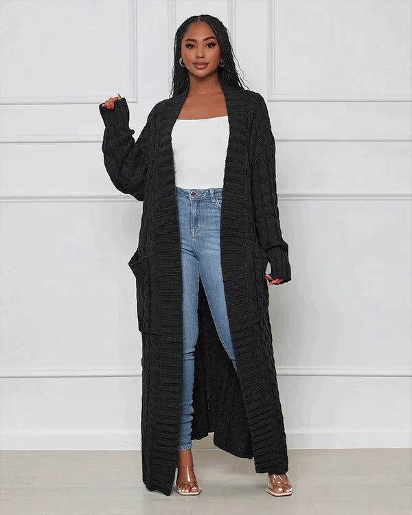 Theodora - Casual long cardigan with V-neck