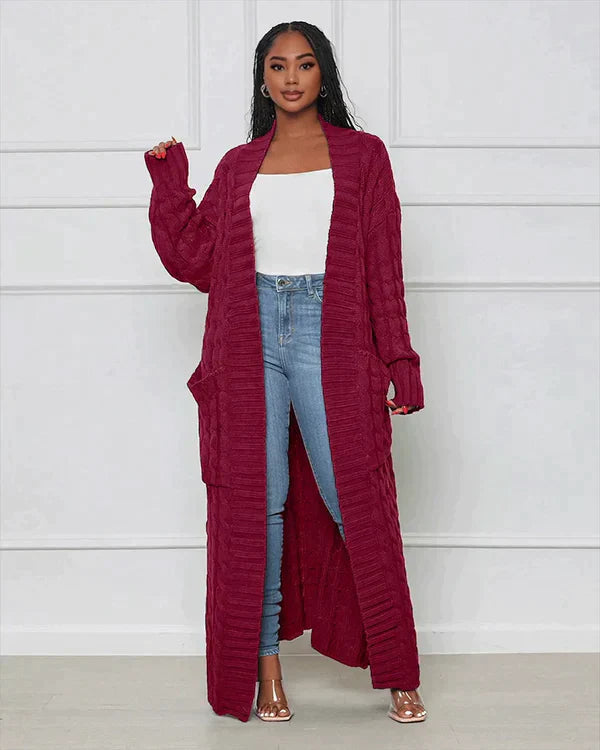 Theodora - Casual long cardigan with V-neck