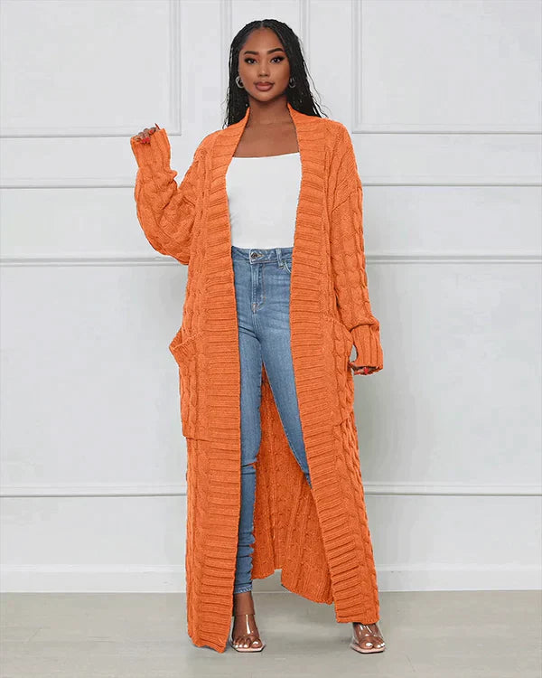Theodora - Casual long cardigan with V-neck