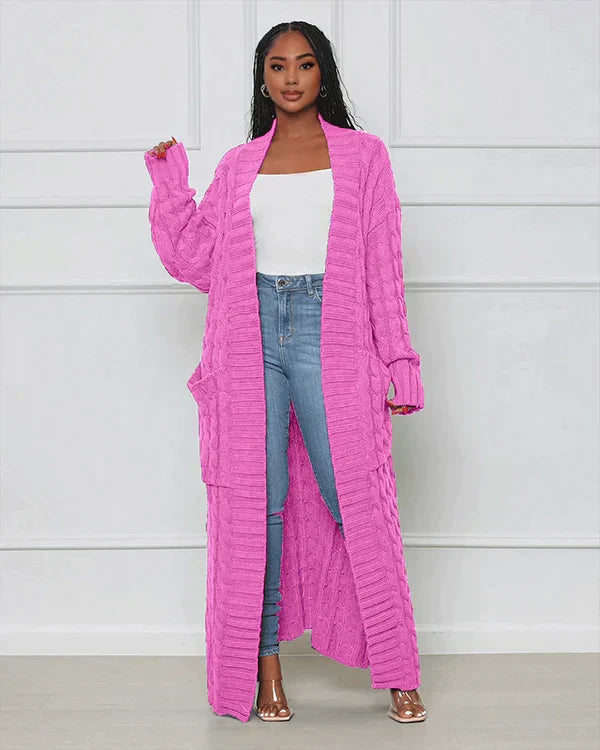 Theodora - Casual long cardigan with V-neck