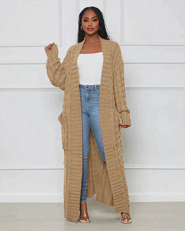 Theodora - Casual long cardigan with V-neck