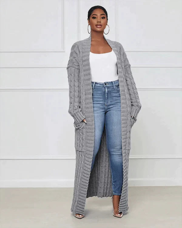 Theodora - Casual long cardigan with V-neck