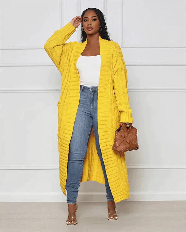 Theodora - Casual long cardigan with V-neck