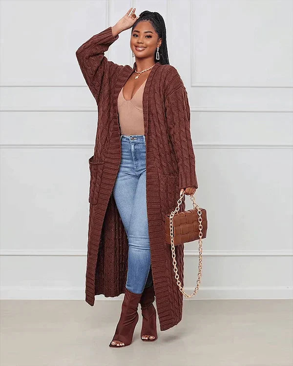 Theodora - Casual long cardigan with V-neck