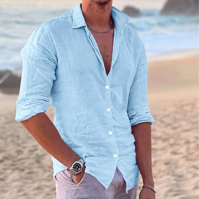 Shirt - Relaxed and Stylish - Airy Linen, Long Sleeves - Ideal for Summer
