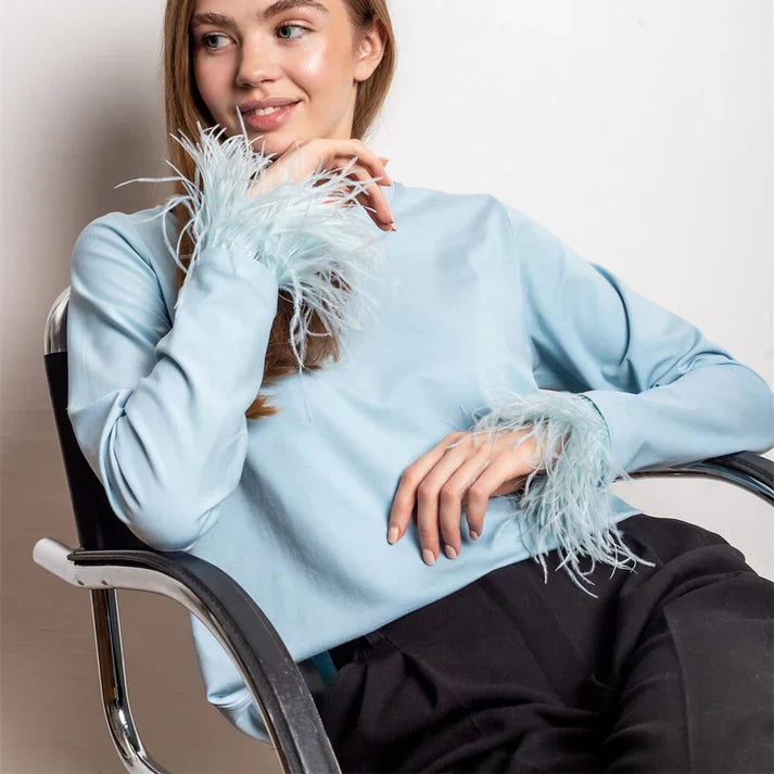Carina | Women's feathered - long sleeve blouse