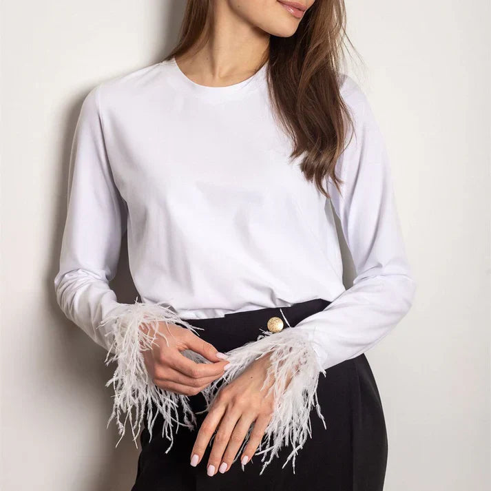 Carina | Women's feathered - long sleeve blouse