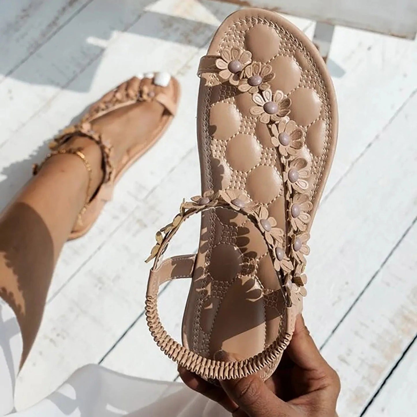 Maxine - Flat summer flower sandals
