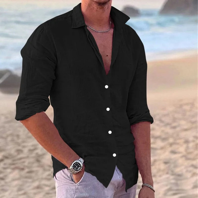 Shirt - Relaxed and Stylish - Airy Linen, Long Sleeves - Ideal for Summer