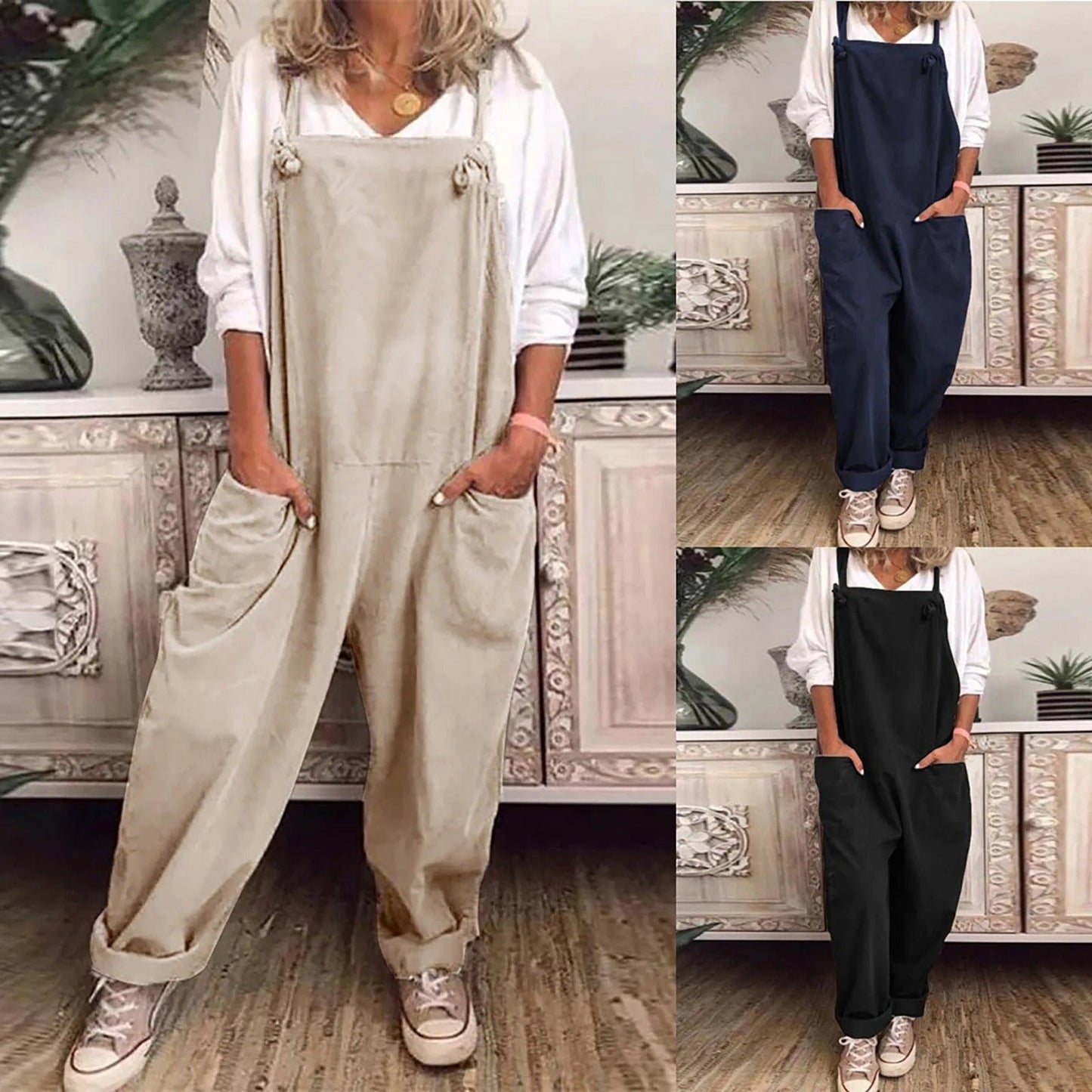 Yseult - Overall Jumpsuit made from casually tied cotton and linen