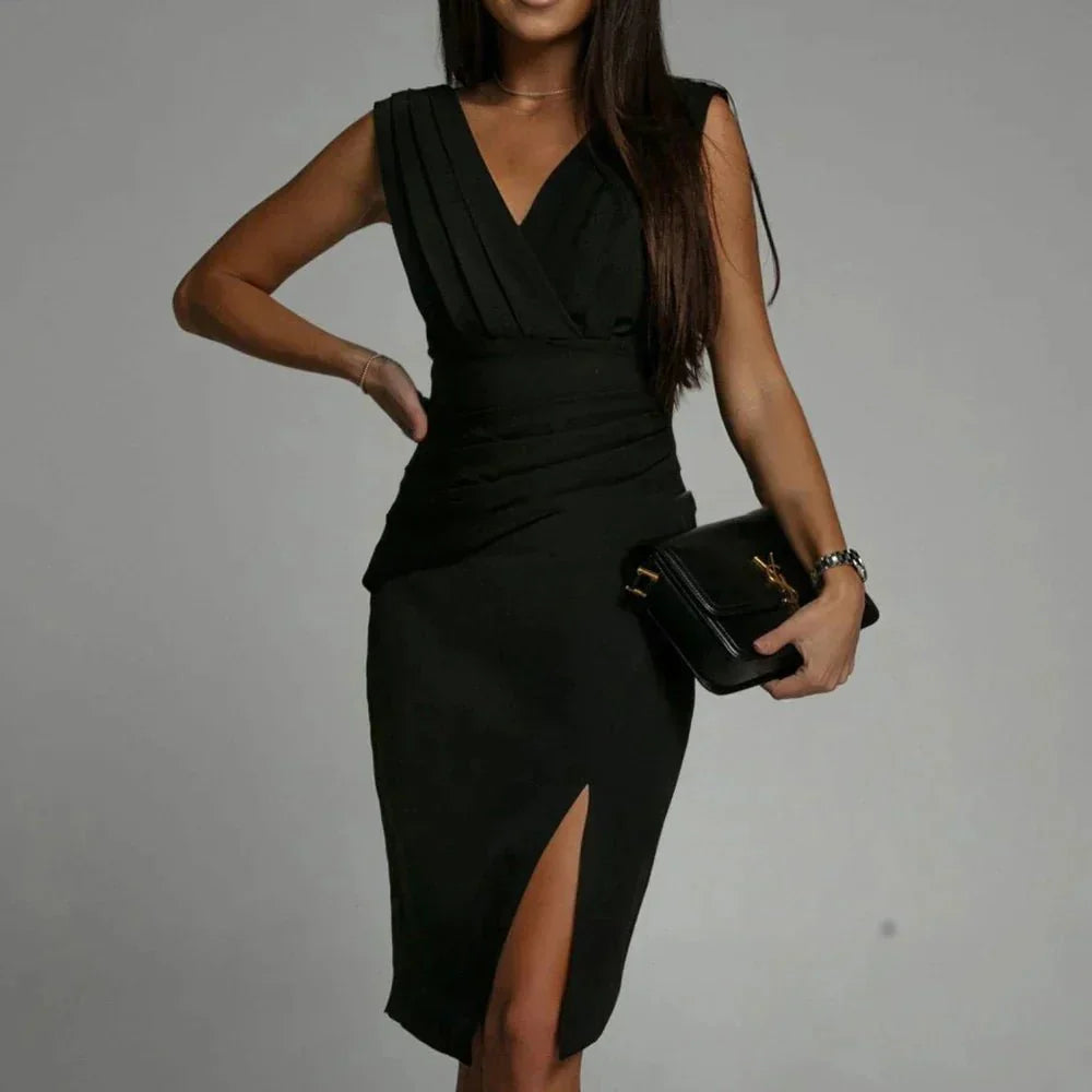 Samira pleated dress with slit