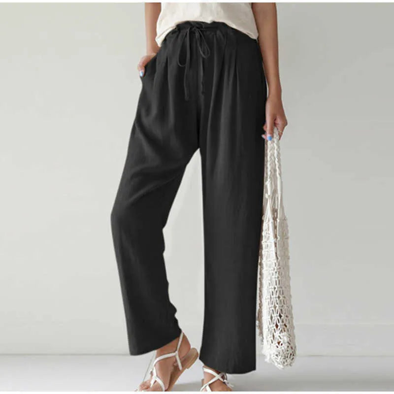Gretel - Elasticated Waist Pleated Pocket for Wide Leg Trousers