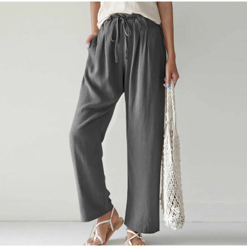 Gretel - Elasticated Waist Pleated Pocket for Wide Leg Trousers