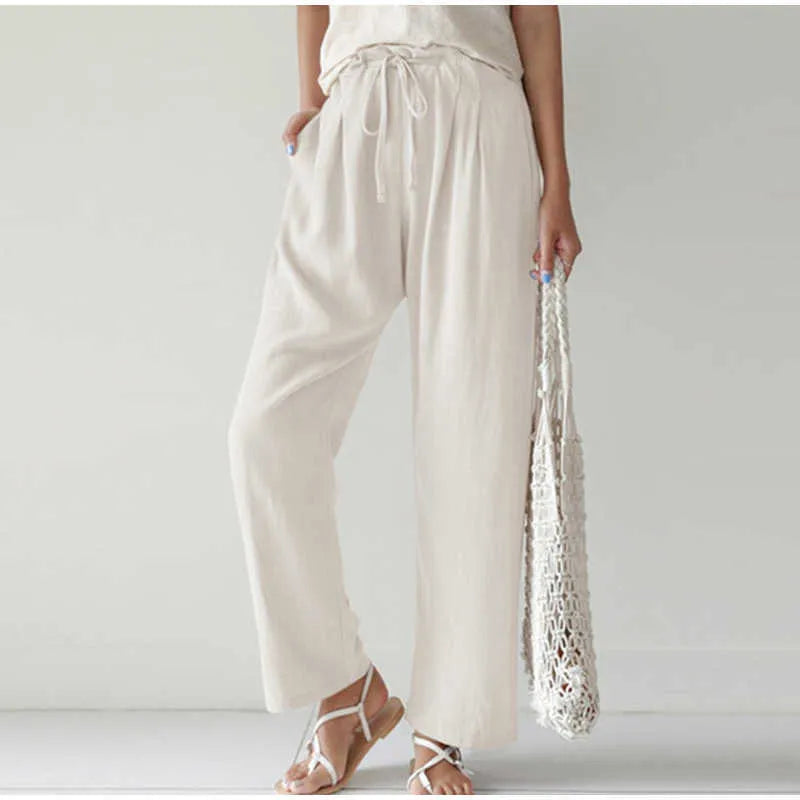 Gretel - Elasticated Waist Pleated Pocket for Wide Leg Trousers