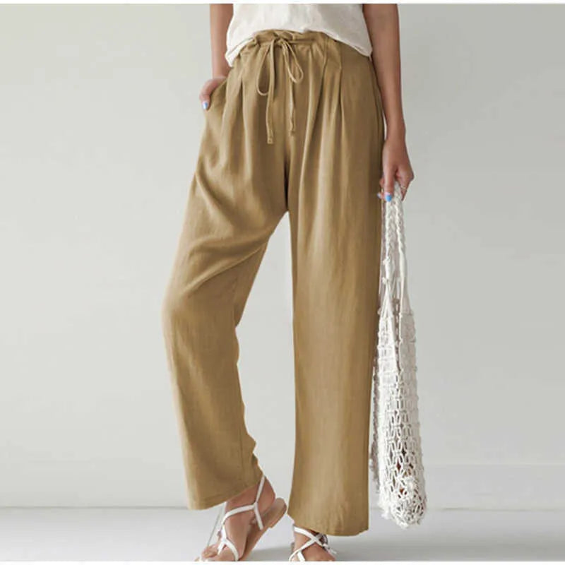 Gretel - Elasticated Waist Pleated Pocket for Wide Leg Trousers