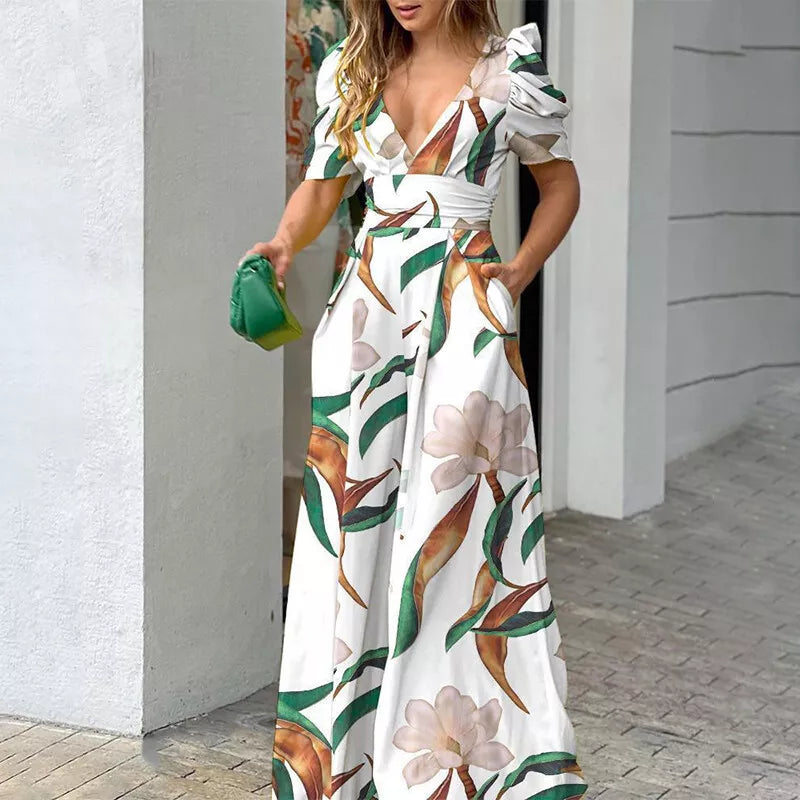 Adelina - Printed V-neck jumpsuit