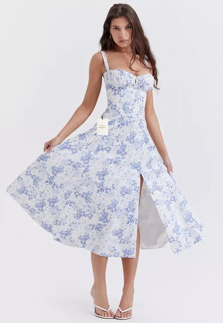 Gretchen - Lace-Up Corset Midi Dress