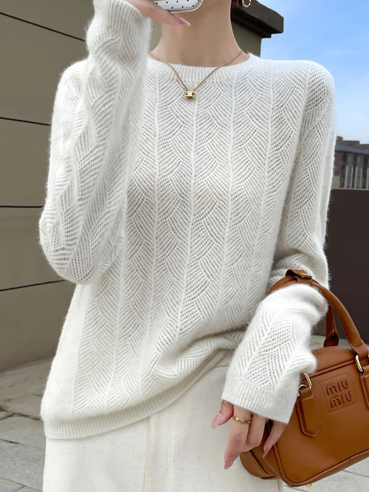 Agatha - Women's Long Sleeve Round Neck Cashmere Sweater