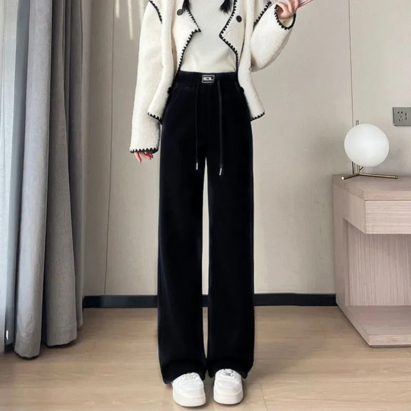Alice - Straight corduroy trousers with thick fleece lining