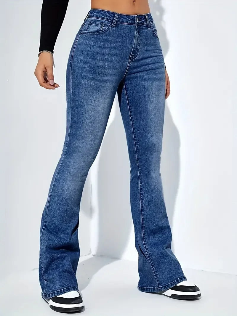 Rosie - High Waist Flared Denim Trousers