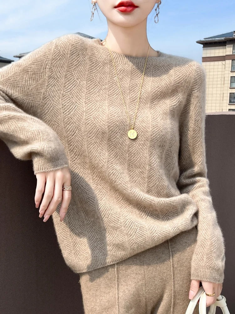 Agatha - Women's Long Sleeve Round Neck Cashmere Sweater