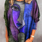 Lavinia | Women's face print - loose long sleeve blouse