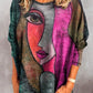 Lavinia | Women's face print - loose long sleeve blouse