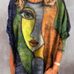 Lavinia | Women's face print - loose long sleeve blouse