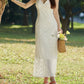 Antonia - White midi dress with crochet lace