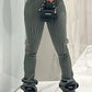 Paulina - Casual high waist ribbed trousers