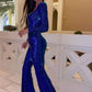 Sequin Jumpsuit with Corset Detail and Flared Legs