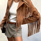 Hazel - Women's suede jacket with fringes