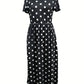 Eleanor – light, short-sleeved, polka-dotted dress with round neckline