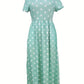 Eleanor – light, short-sleeved, polka-dotted dress with round neckline