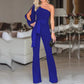 Dutton - One Shoulder Jumpsuits with Tie Waist