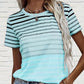 Striped Women's T-Shirt with Round Neck & Gradient – Melia