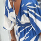 Emma – Blue Printed Maxi Dress with 3/4 Sleeves