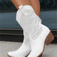 Western Cowboy Boots with Low Heel and Mid-Calf Shaft