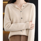 Pure Merino Wool Women's O-neck Cardigan Cashmere Sweater