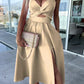 Lucy - Stylish midi dress with slit and neckline