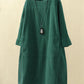 Women's Corduroy Dress with 3/4 Sleeves: Vintage Casual Oversized Dress, Autumn & Winter Long-Sleeve Dress with Round Neck