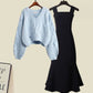 Stacey - Two-piece set of high quality cross-knit sweater and fishtail dress