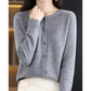 Pure Merino Wool Women's O-neck Cardigan Cashmere Sweater
